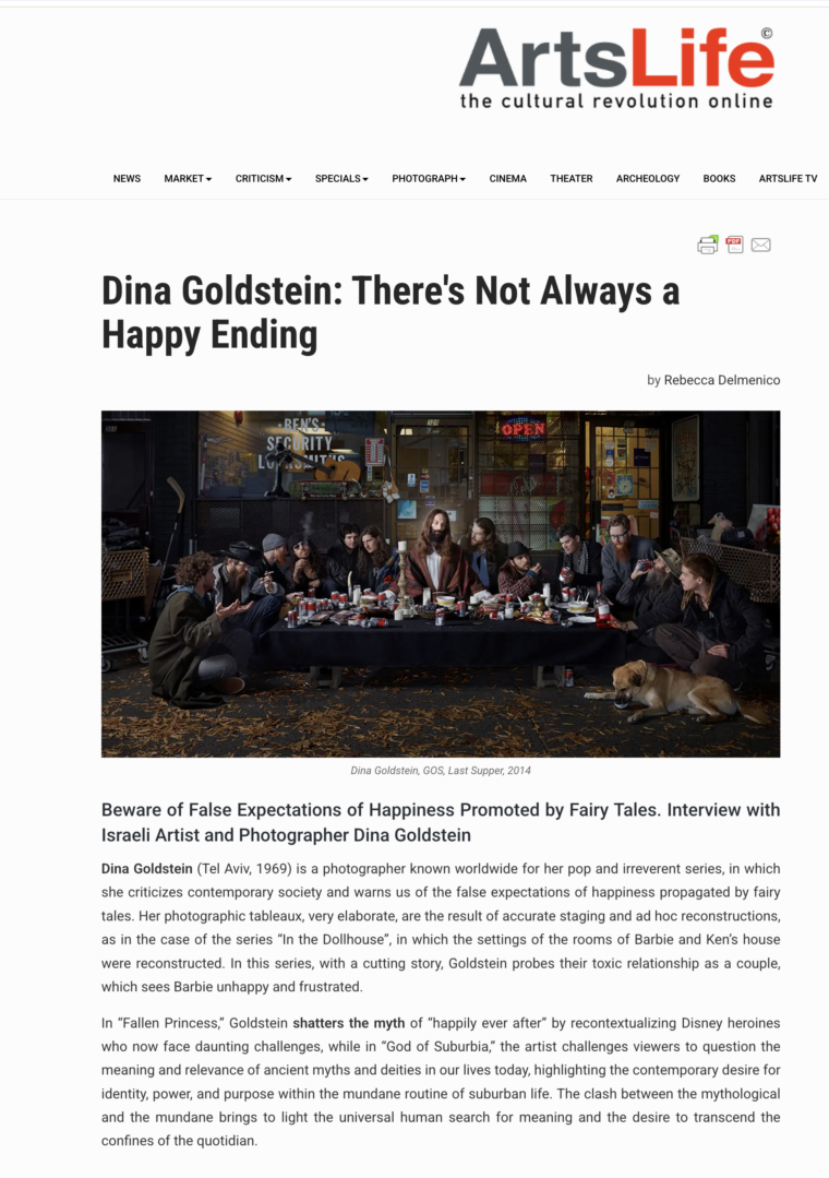 Article by Rebecca Delmenico Arts Life Italy Dina Goldstein Photographer Artist Last Supper